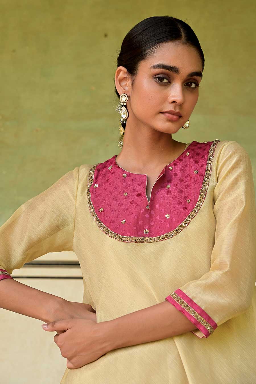 Afreen Golden Kurta & Pant Set