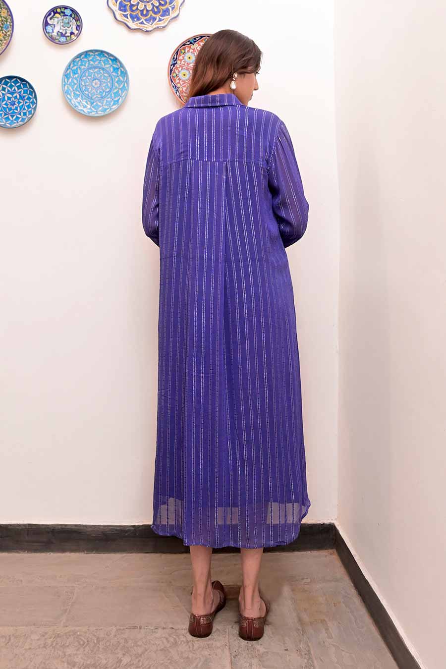 Neelambar Zari Textured Shirt Dress