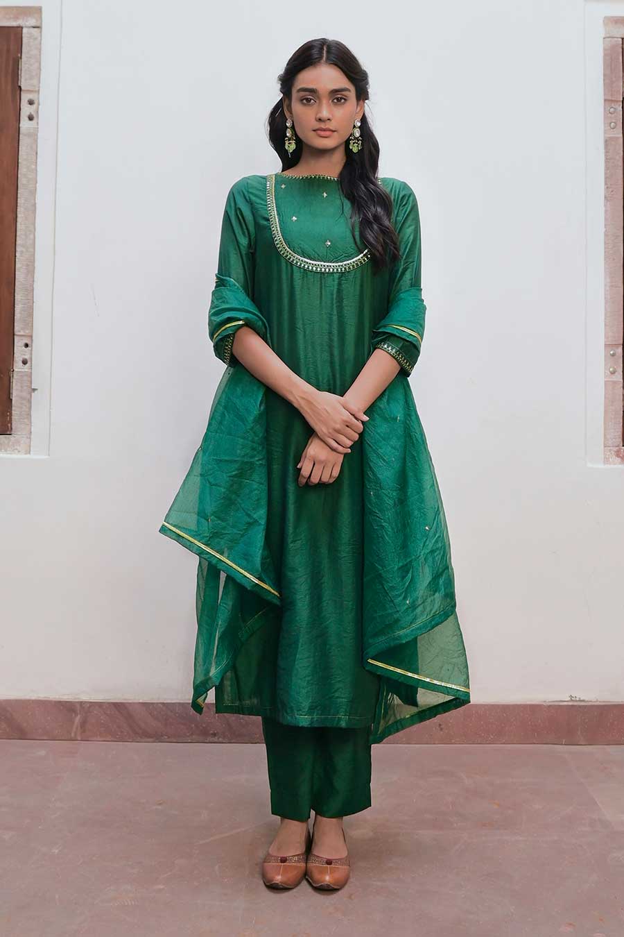 Bottle Green Naaz Kurta Set