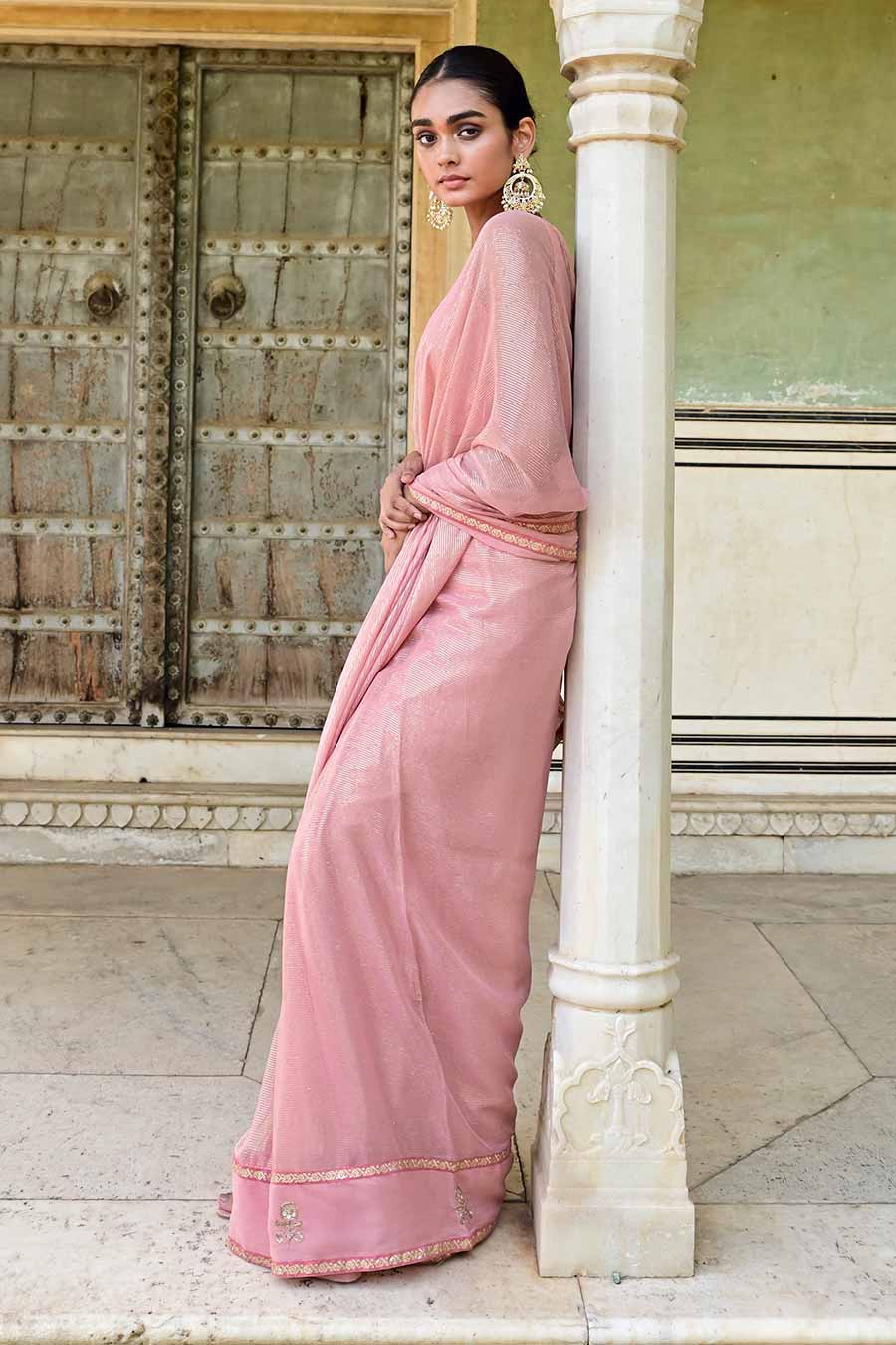 Gulbahar Pink Embroidered Saree Set