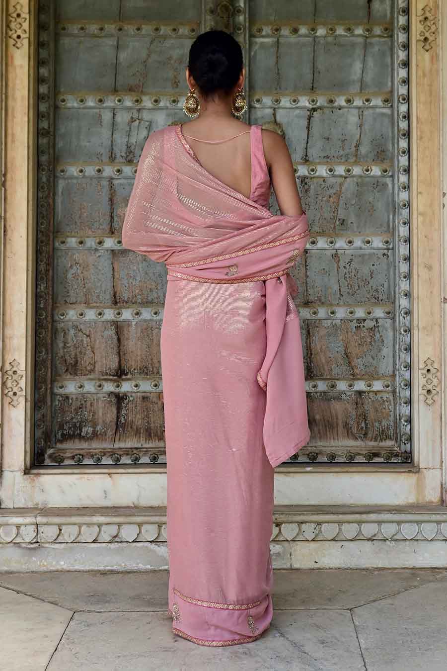 Gulbahar Pink Embroidered Saree Set