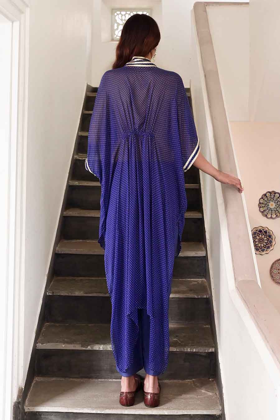 Midnight Blue Zara Kaftan Kurta & Pant Set