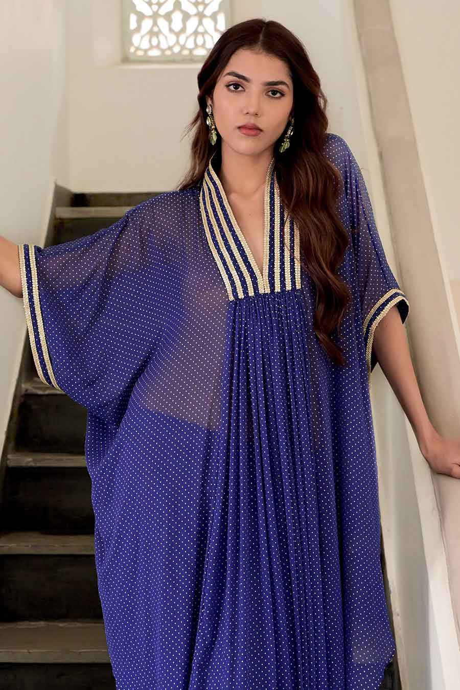Midnight Blue Zara Kaftan Kurta & Pant Set