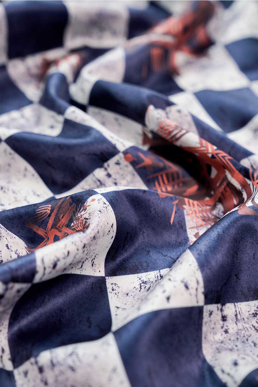 Blue Astral Dynasty Checkered Print Wide Pants