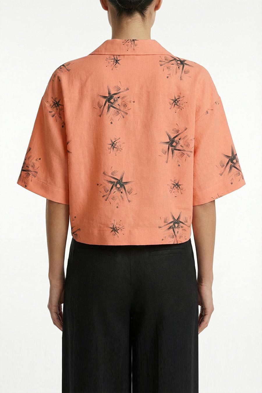 Orange Auralith Printed Cropped Shirt
