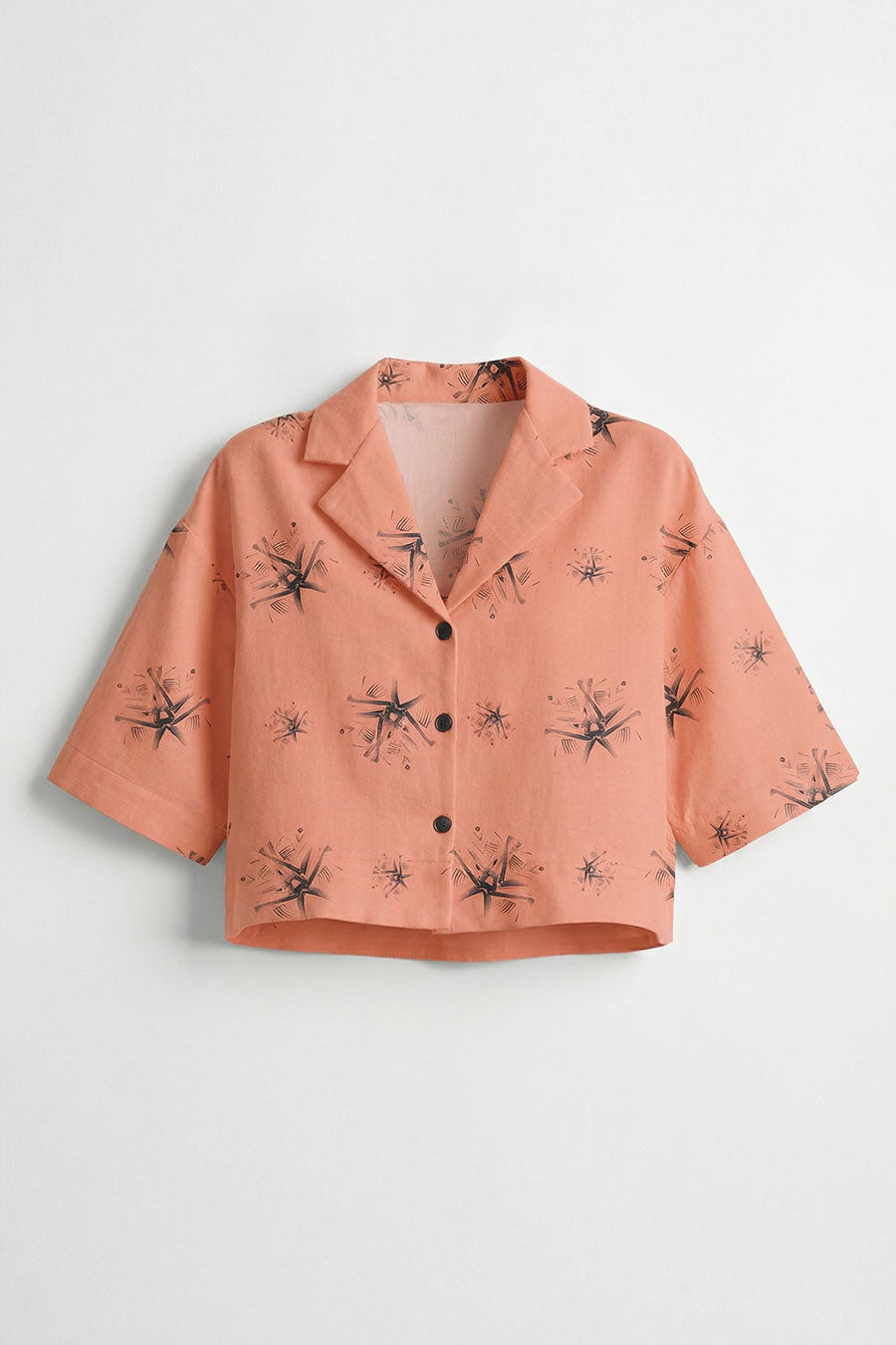 Orange Auralith Printed Cropped Shirt