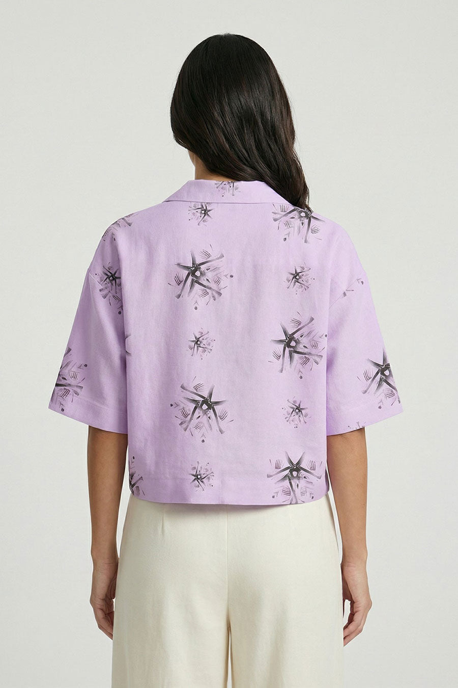 Pink Auralith Printed Cropped Shirt