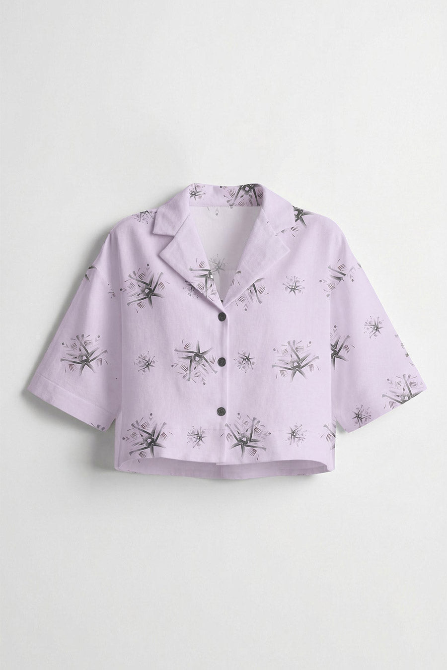 Pink Auralith Printed Cropped Shirt