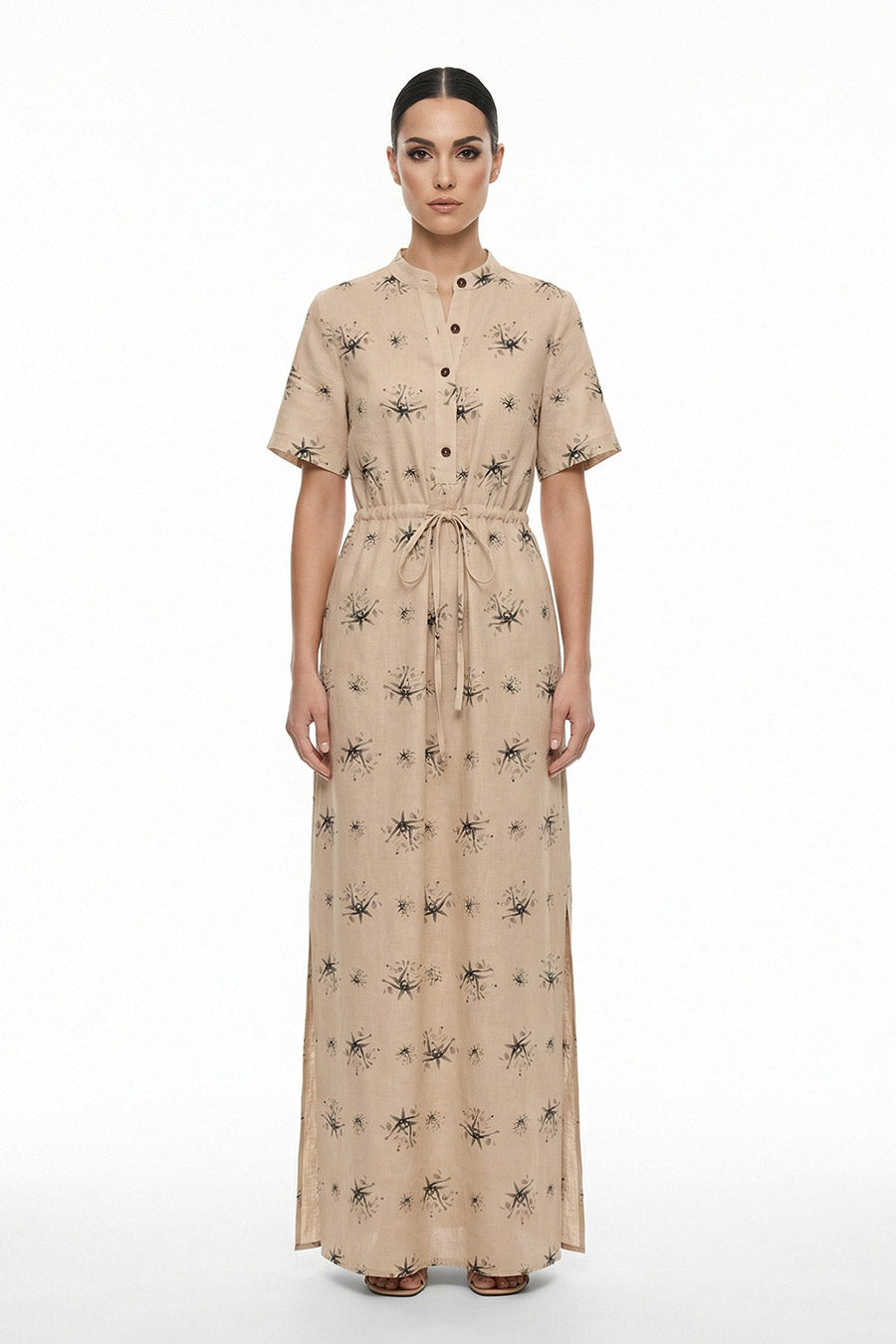 Beige Auralith Printed Maxi Dress