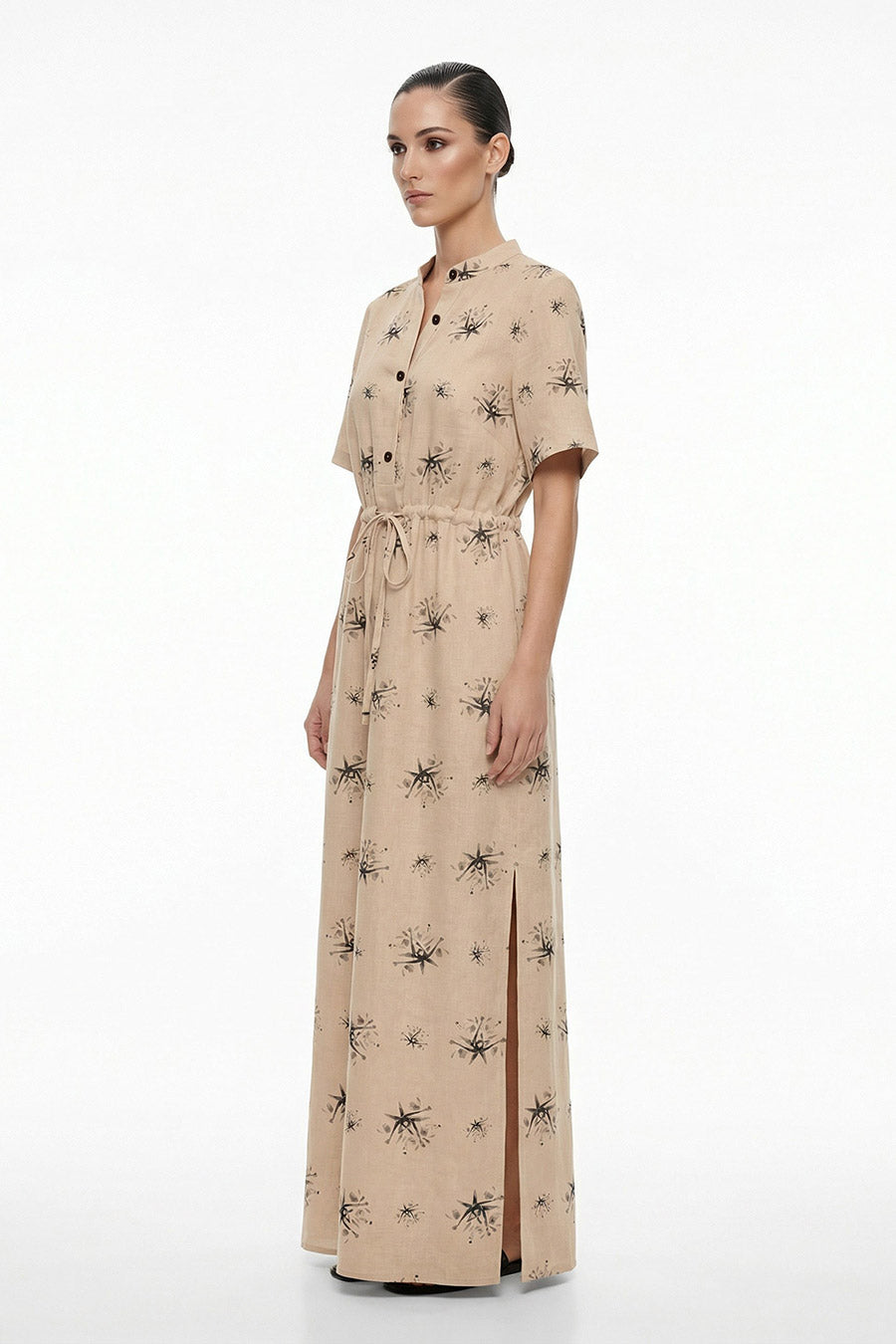 Beige Auralith Printed Maxi Dress