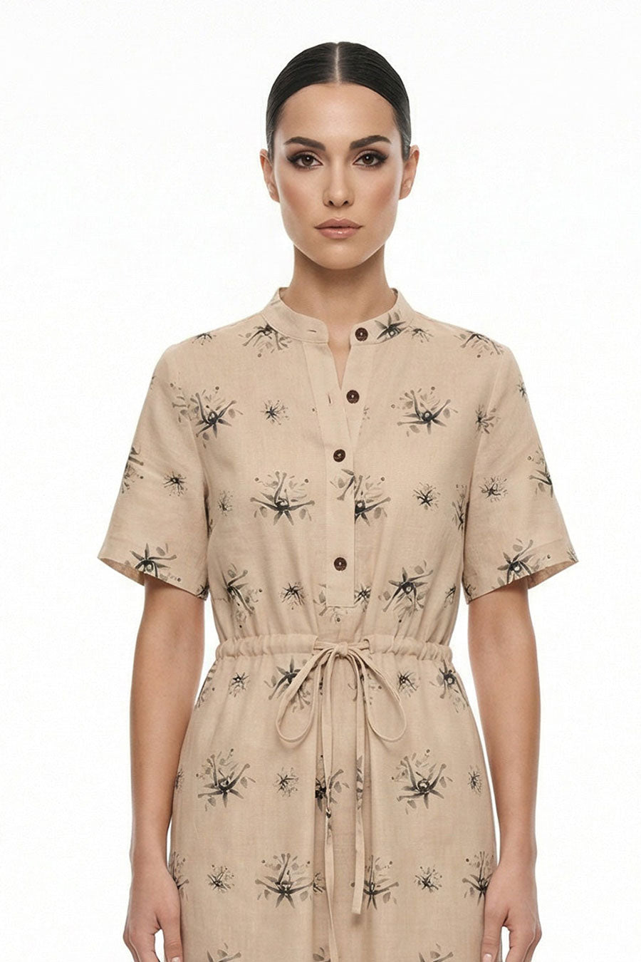 Beige Auralith Printed Maxi Dress