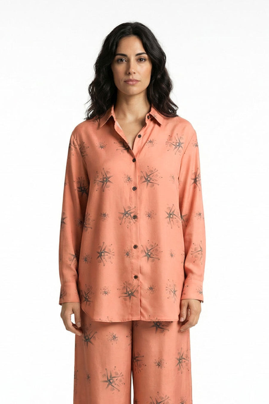 Orange Auralith Printed Shirt