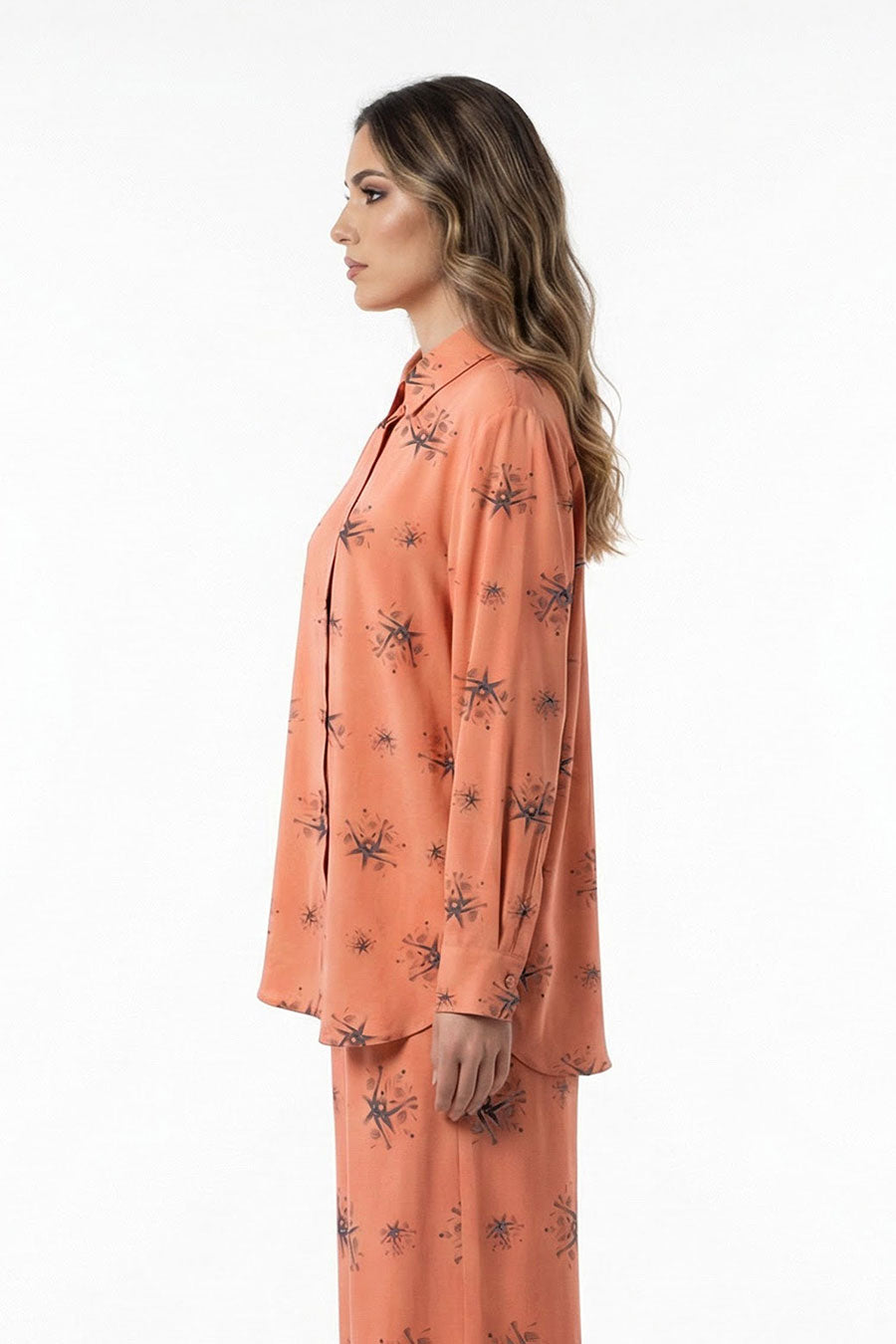 Orange Auralith Printed Shirt