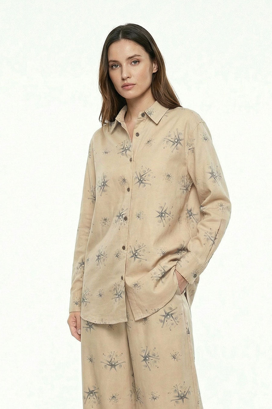 Beige Auralith Printed Shirt