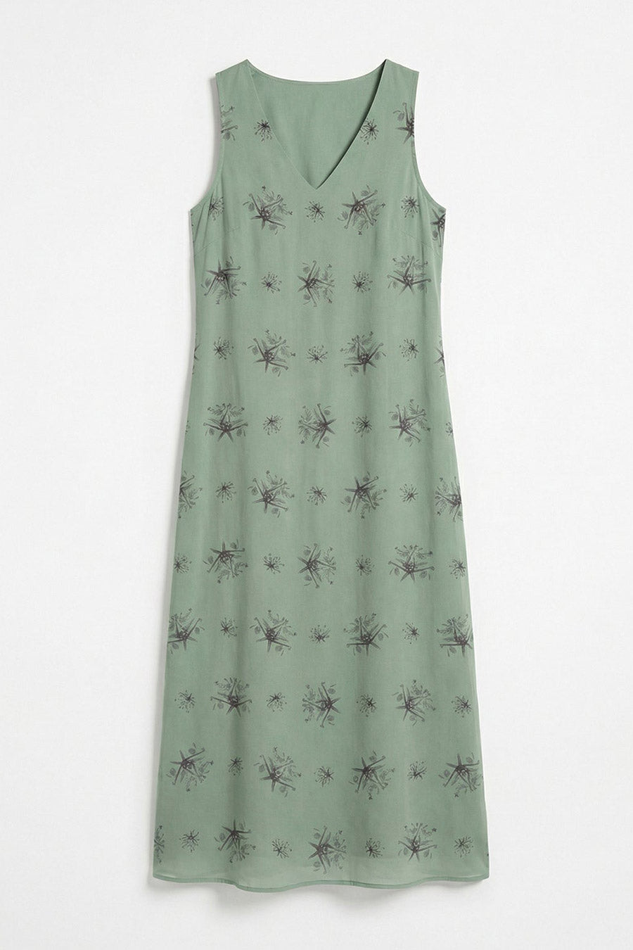 Green Auralith Printed Sleeveless Dress