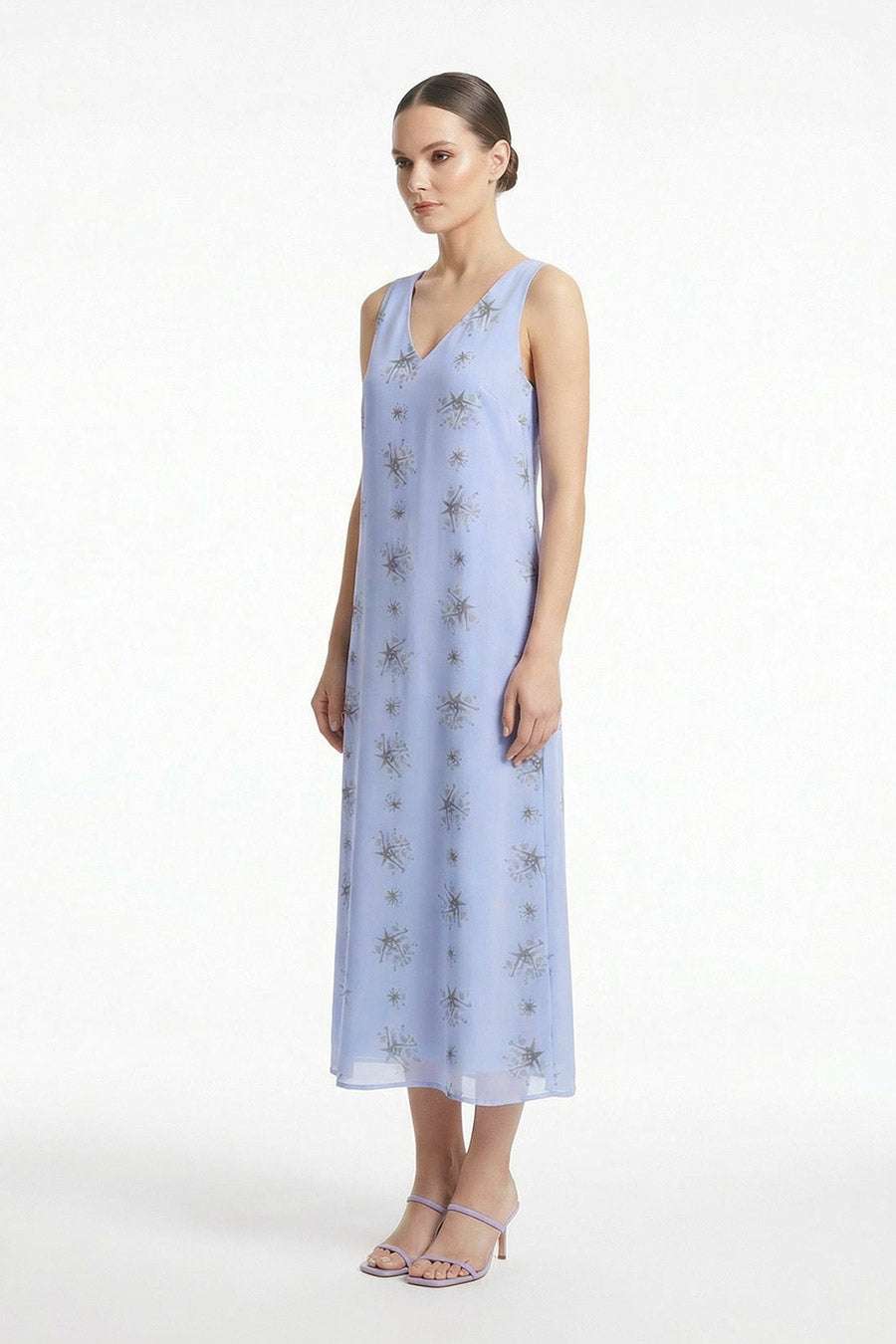 Blue Auralith Printed Sleeveless Dress