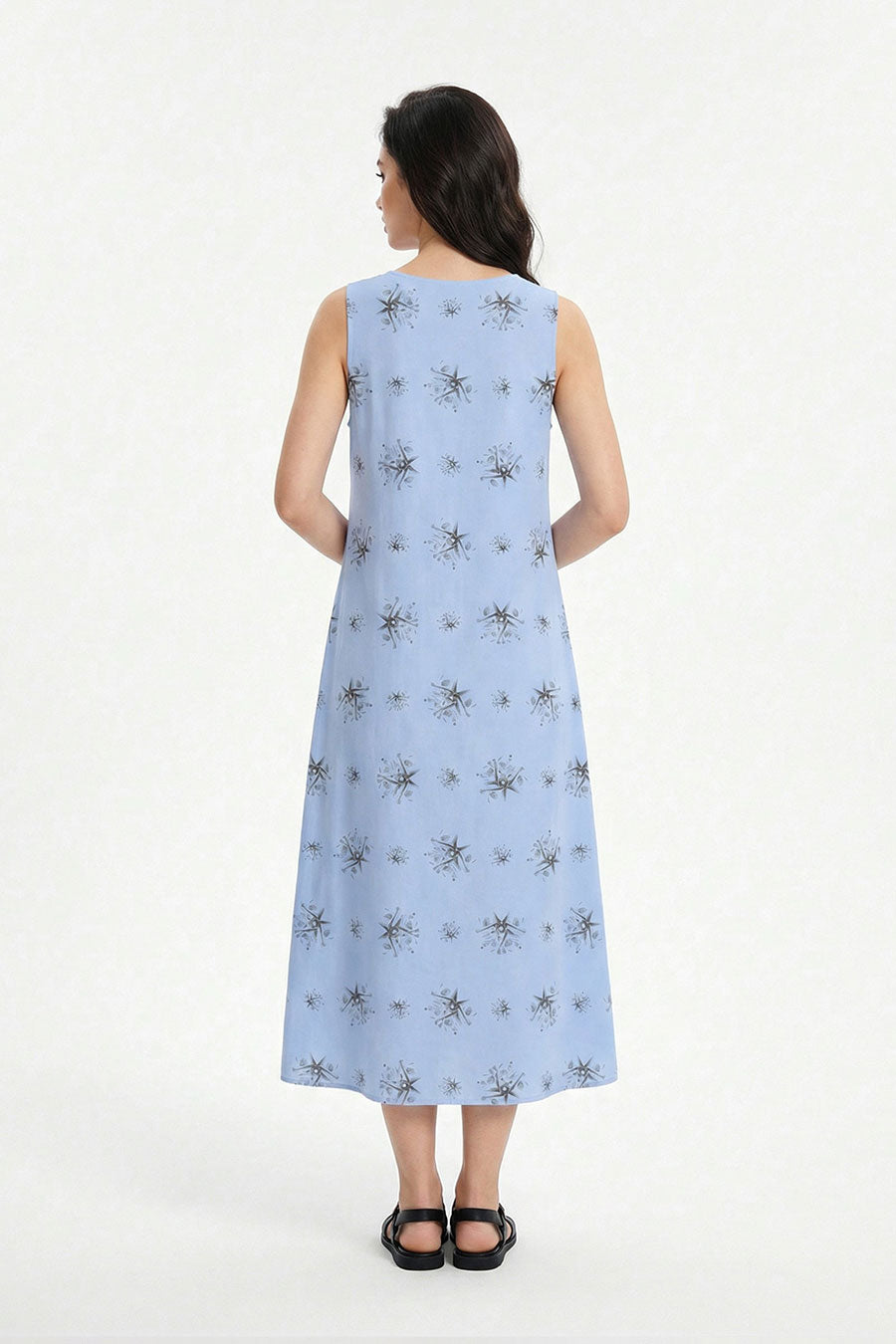 Blue Auralith Printed Sleeveless Dress