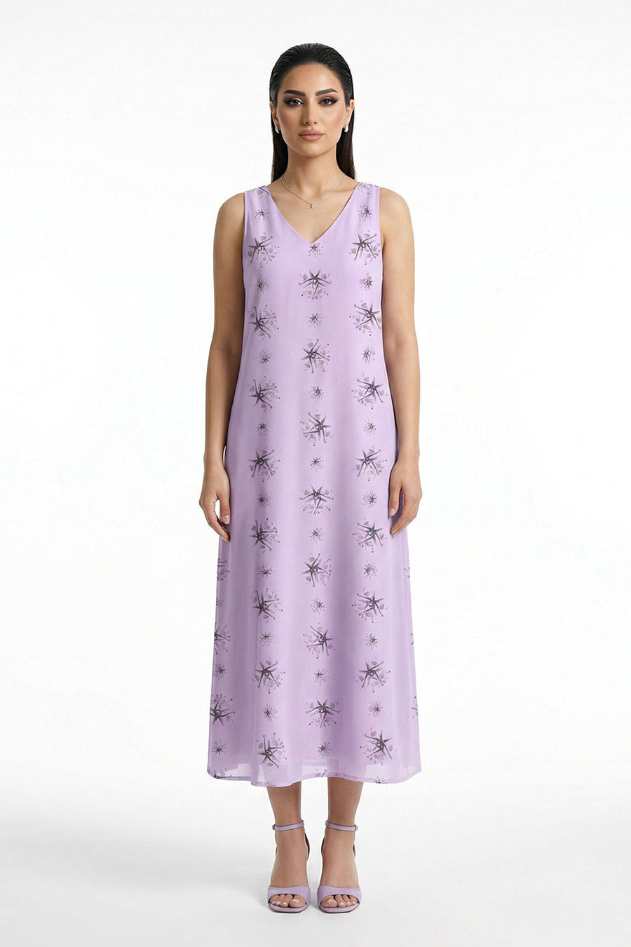 Pink Auralith Printed Sleeveless Dress