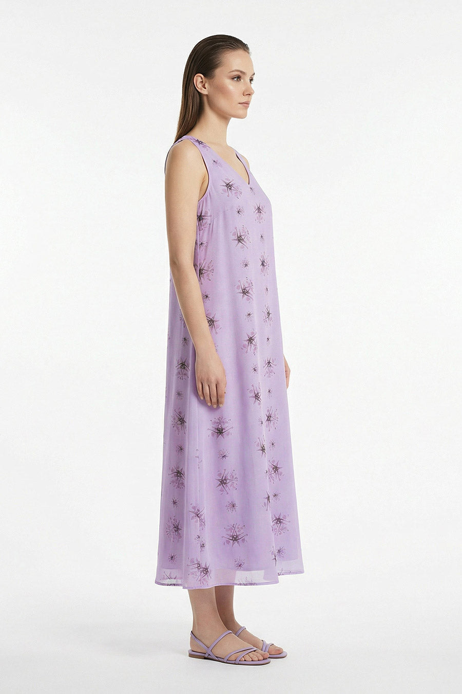 Pink Auralith Printed Sleeveless Dress