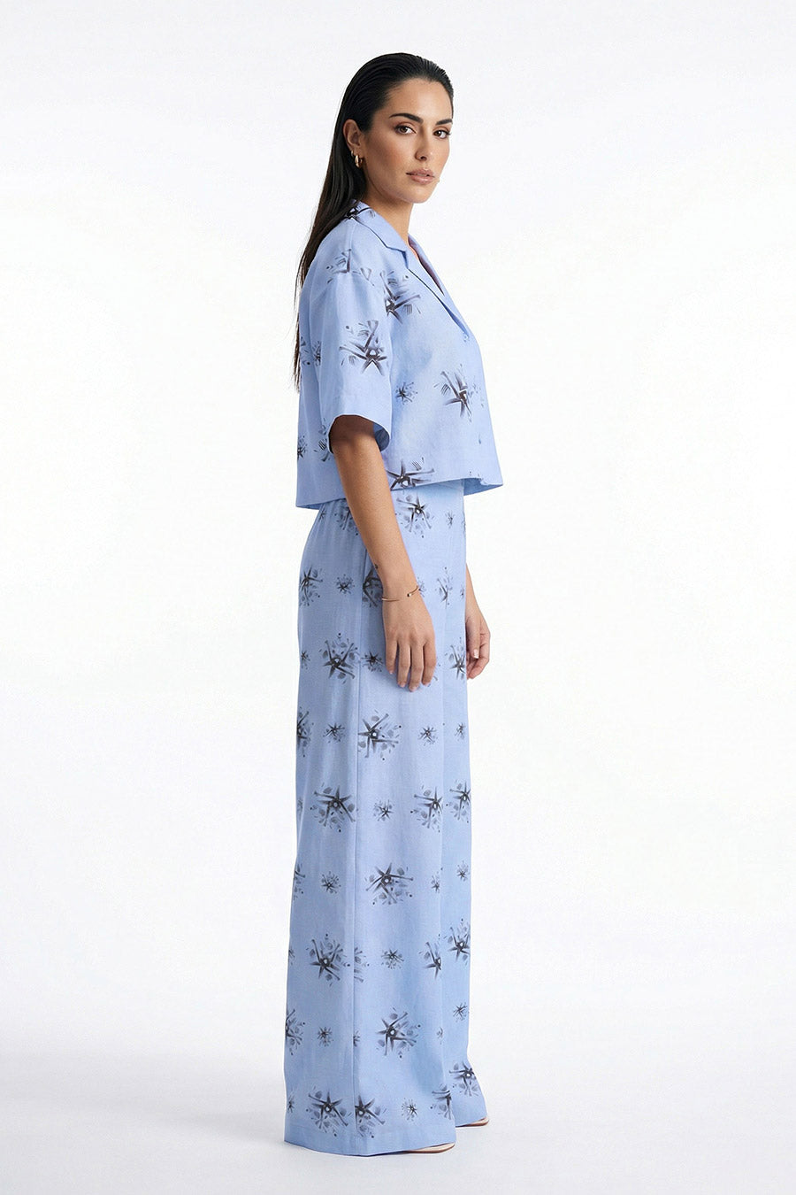 Blue Auralith Printed Wide Pants