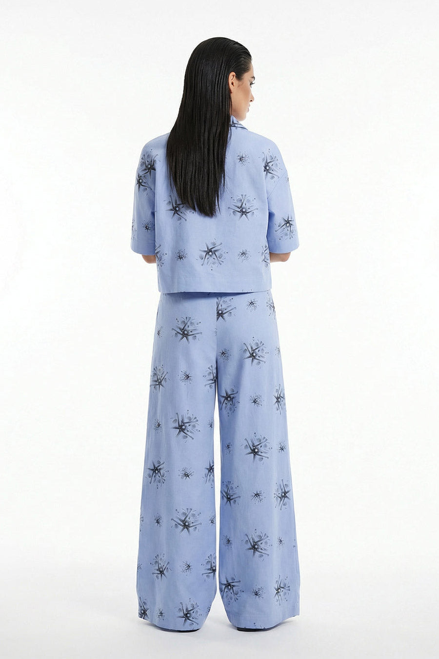 Blue Auralith Printed Wide Pants