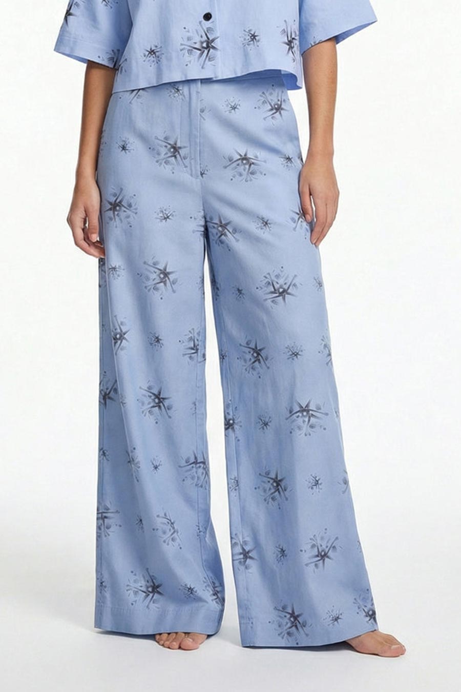 Blue Auralith Printed Wide Pants