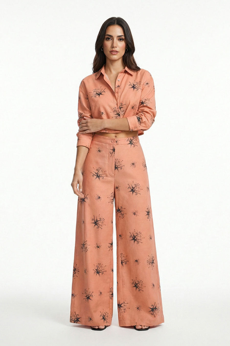 Orange Auralith Printed Wide Pants