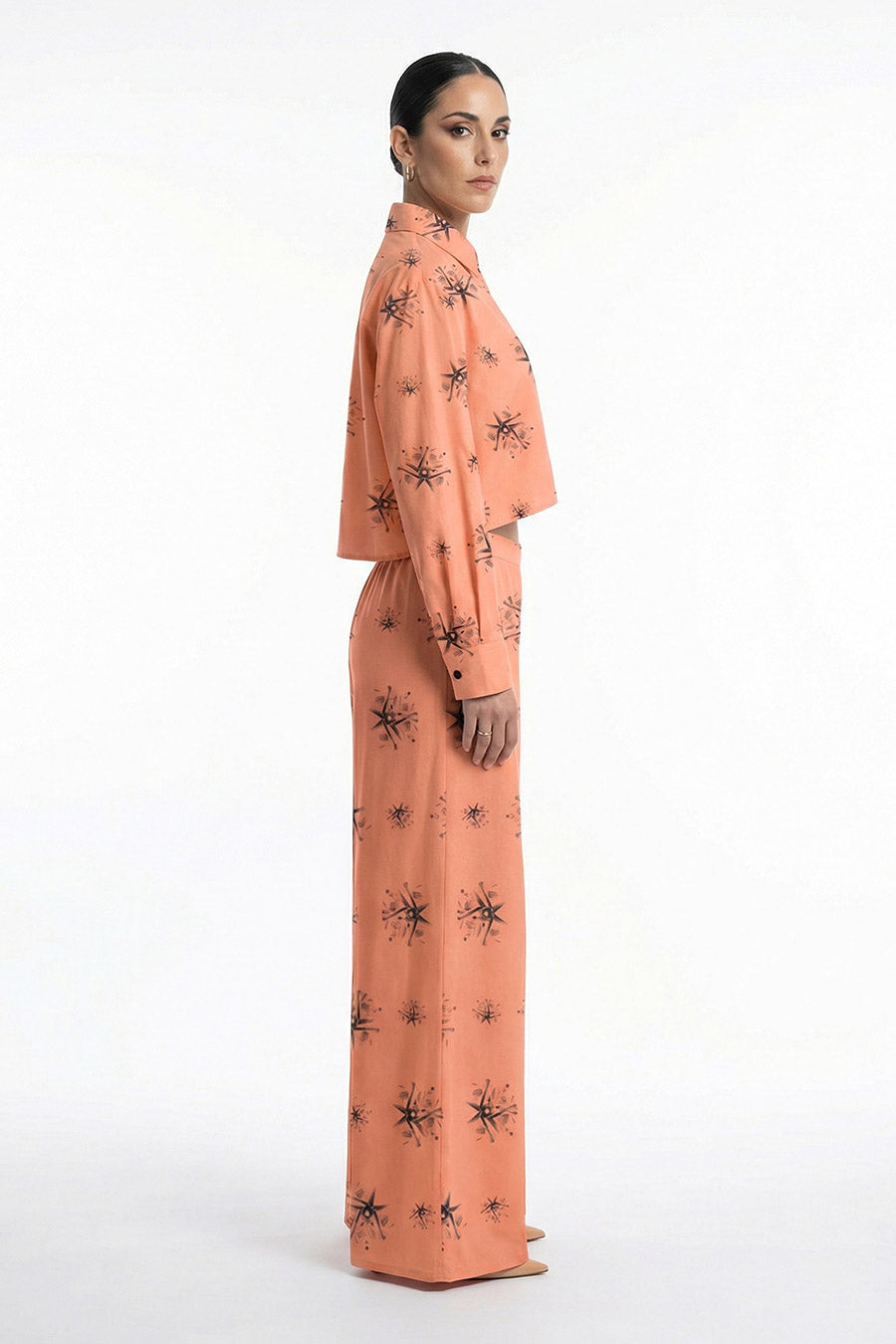 Orange Auralith Printed Wide Pants