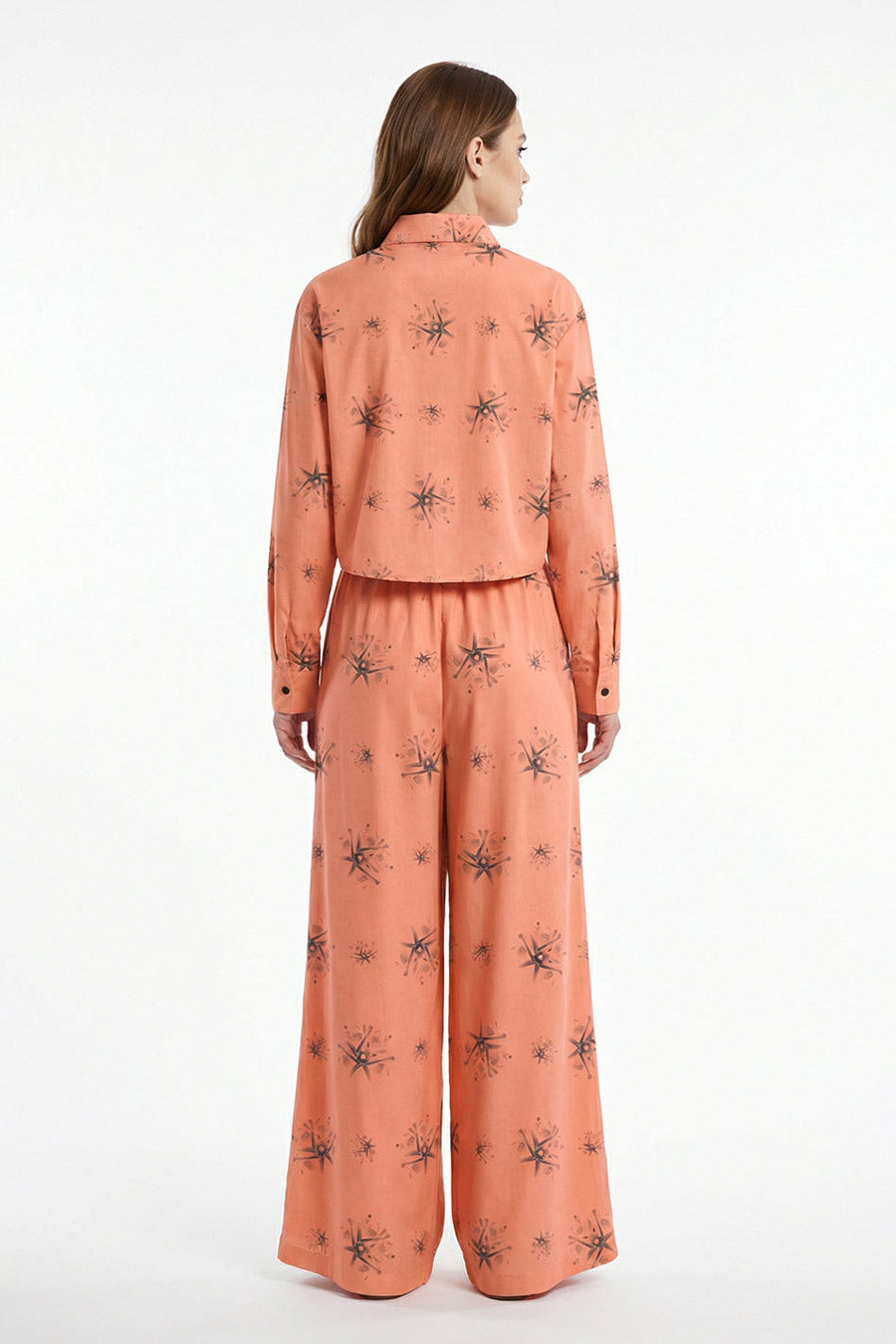 Orange Auralith Printed Wide Pants