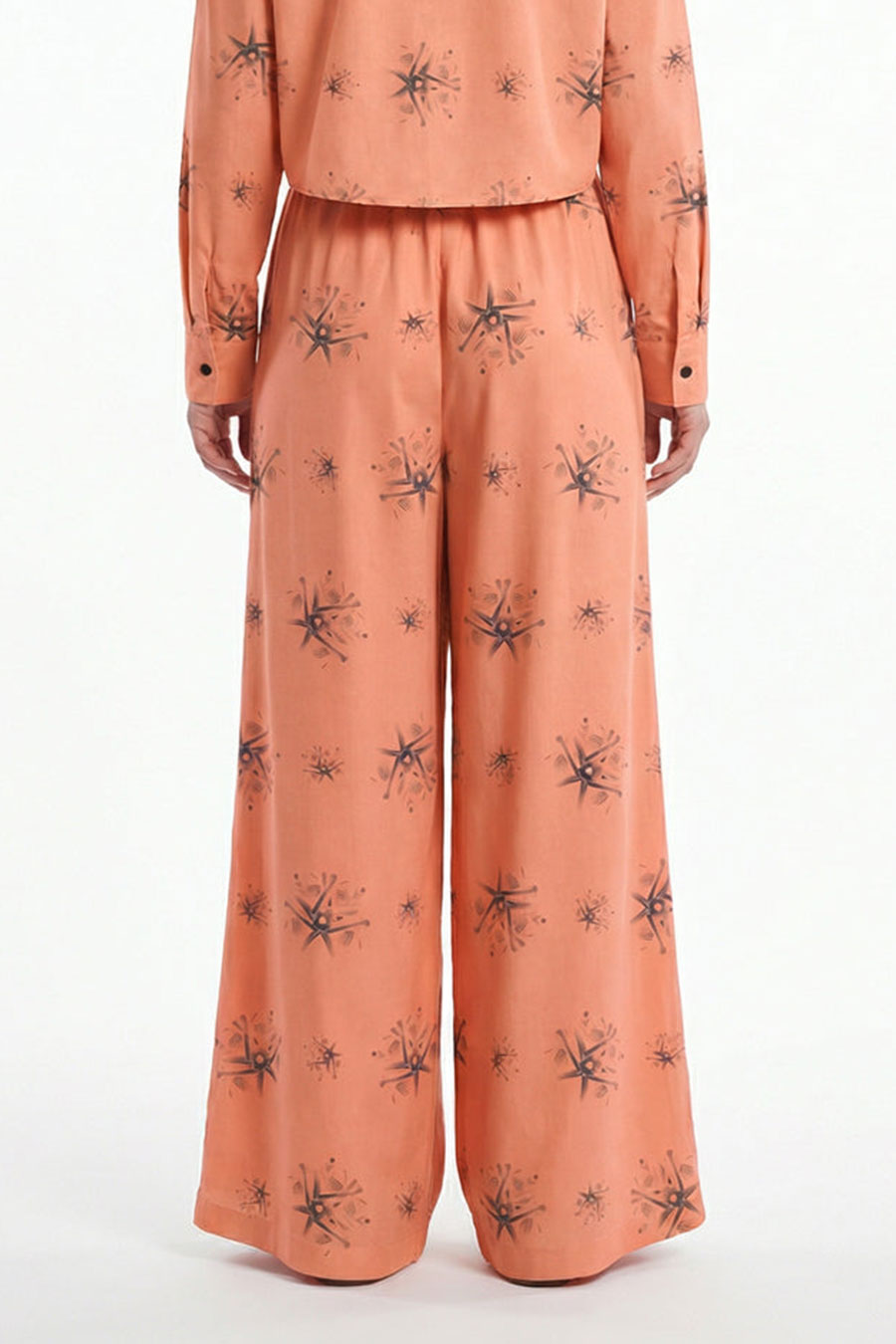 Orange Auralith Printed Wide Pants