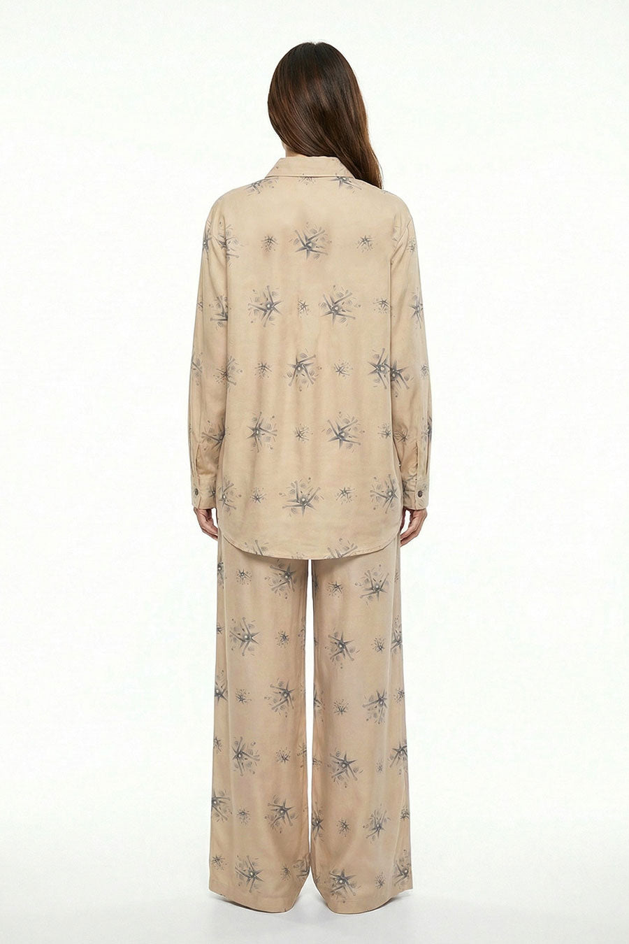 Beige Auralith Printed Wide Pants