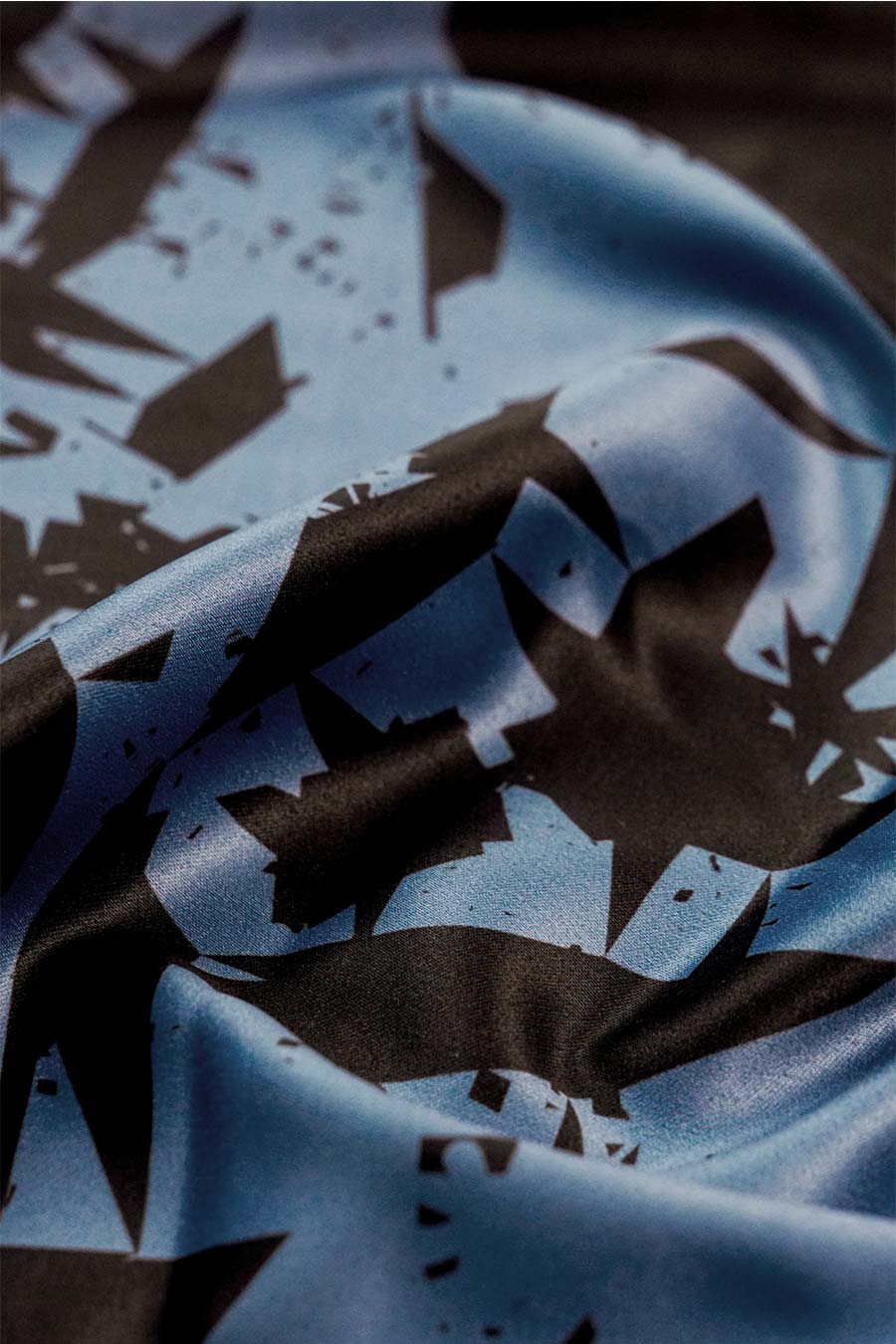 Blue Cosmic Chaos Printed Cropped Shirt