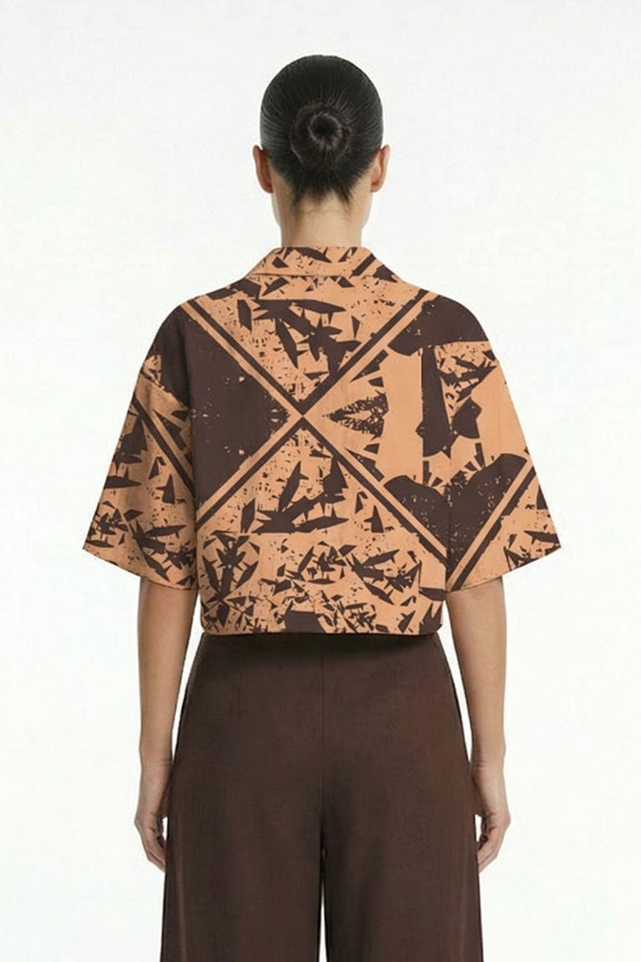Yellow Cosmic Chaos Printed Cropped Shirt