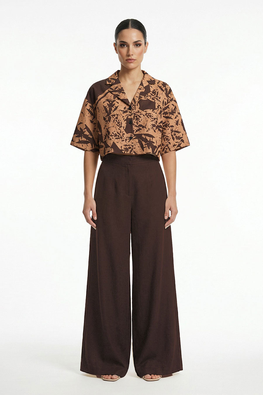 Yellow Cosmic Chaos Printed Cropped Shirt