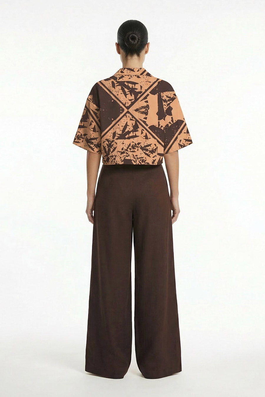 Yellow Cosmic Chaos Printed Cropped Shirt