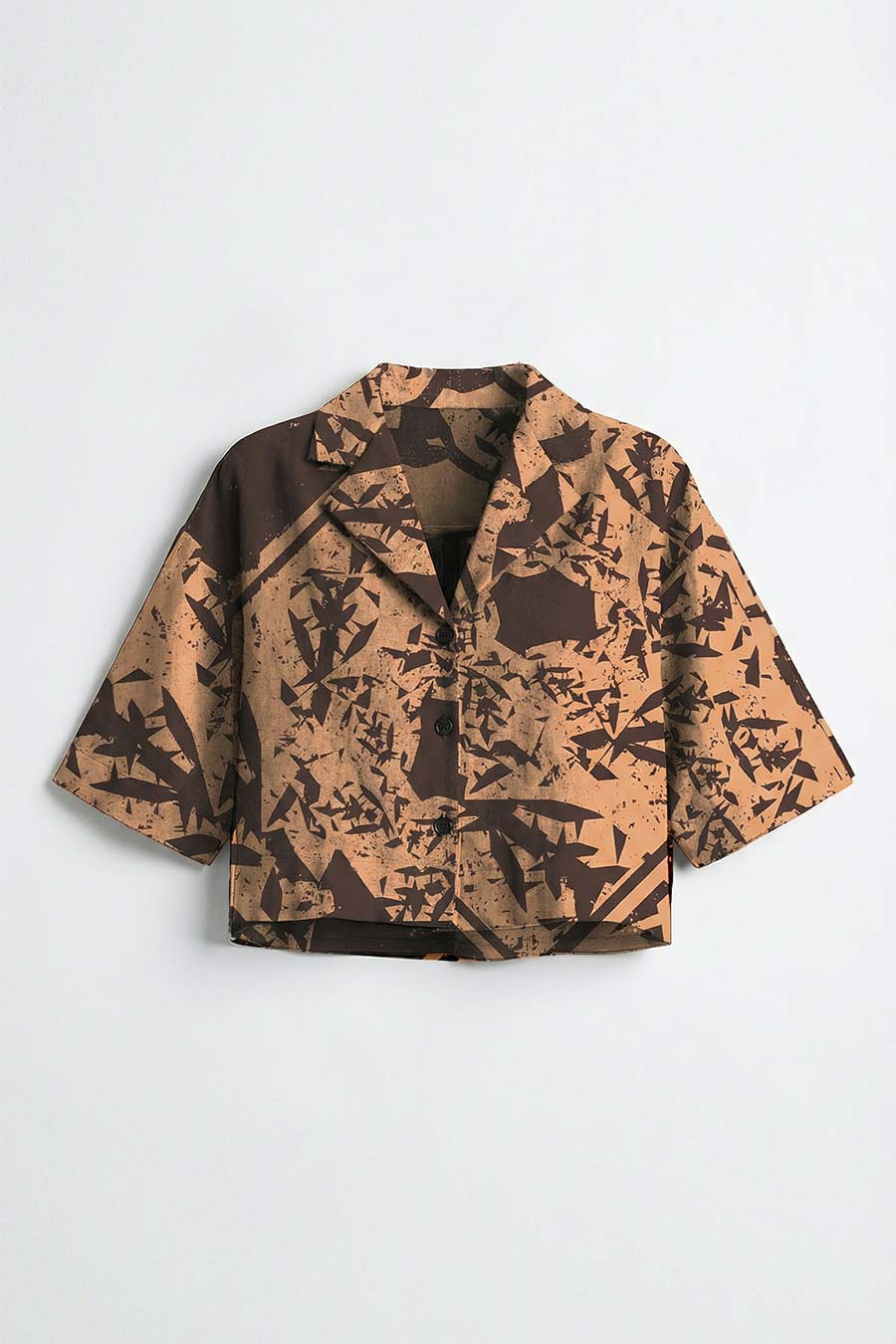 Yellow Cosmic Chaos Printed Cropped Shirt