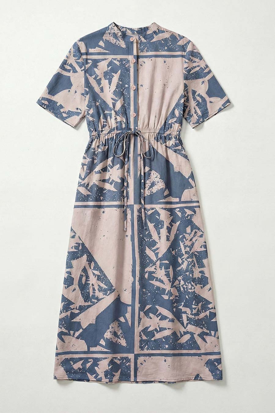 Beige-Blue Cosmic Chaos Printed Maxi Dress