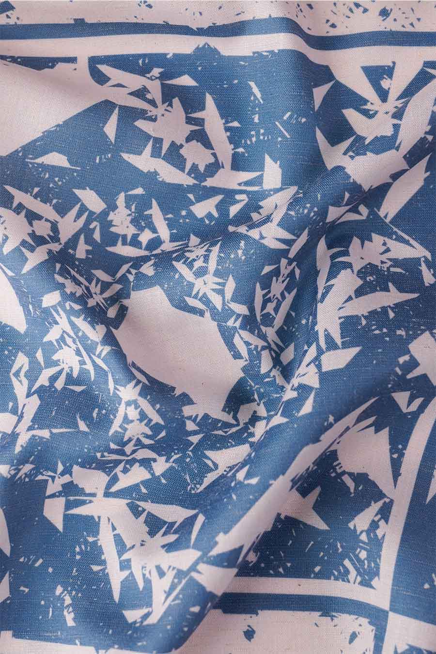 Beige-Blue Cosmic Chaos Printed Maxi Dress