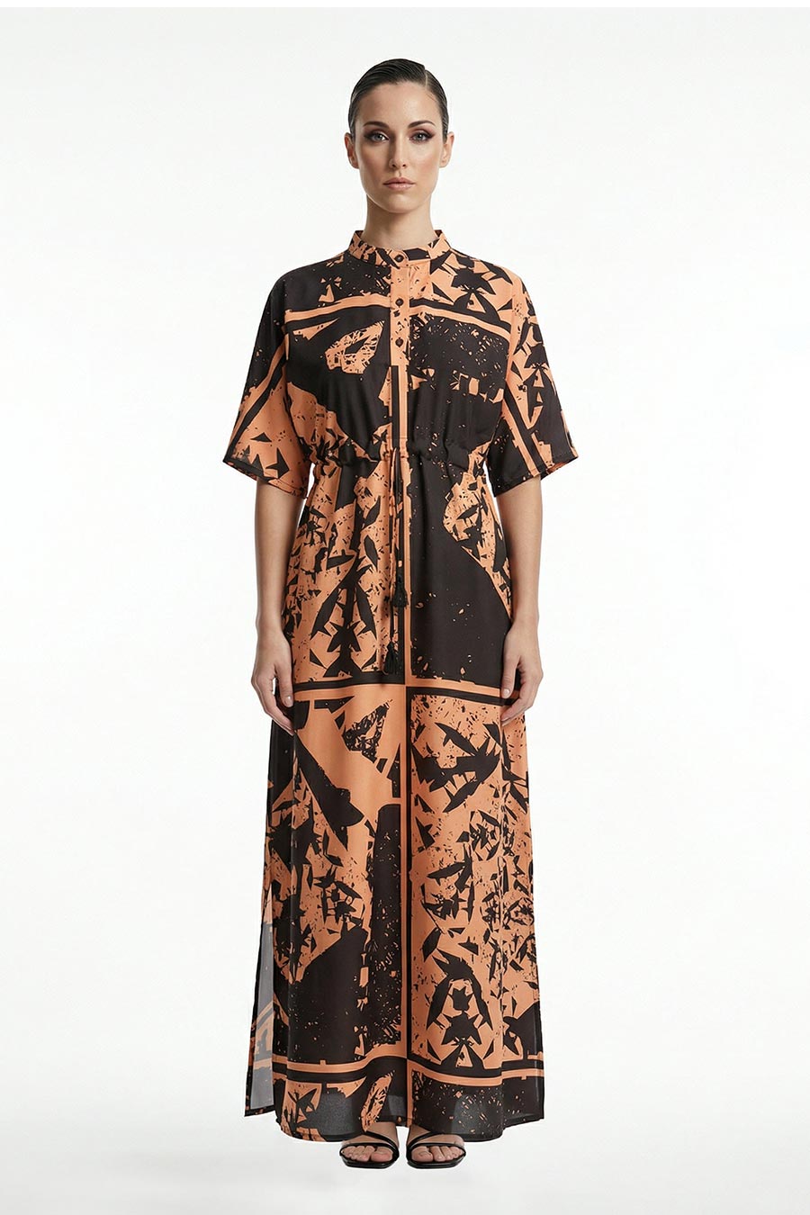 Yellow Cosmic Chaos Printed Maxi Dress