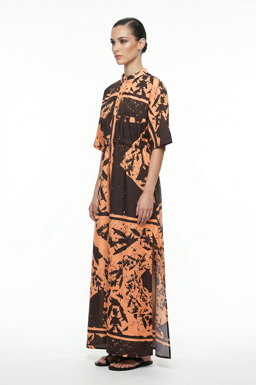 Yellow Cosmic Chaos Printed Maxi Dress