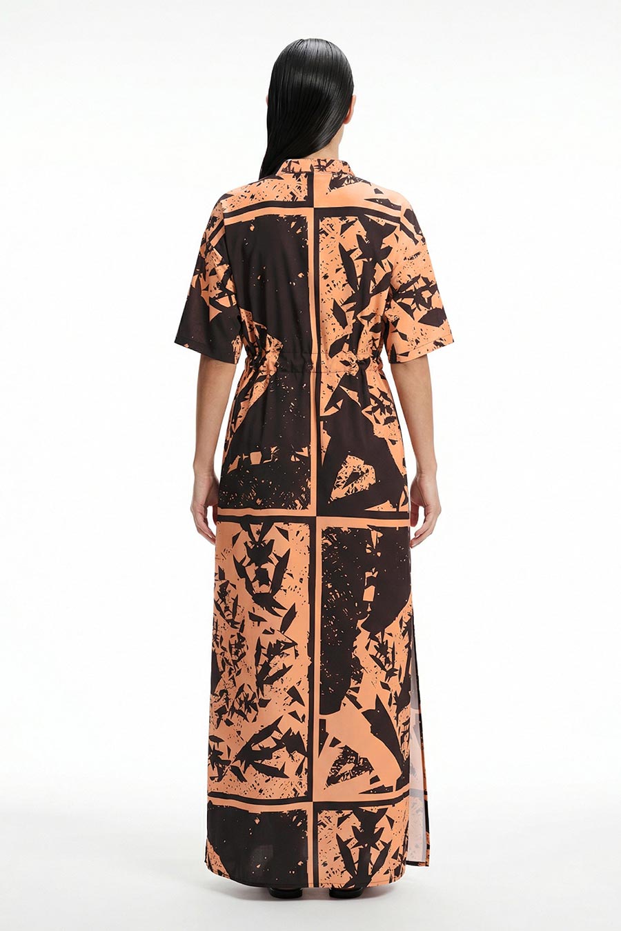 Yellow Cosmic Chaos Printed Maxi Dress