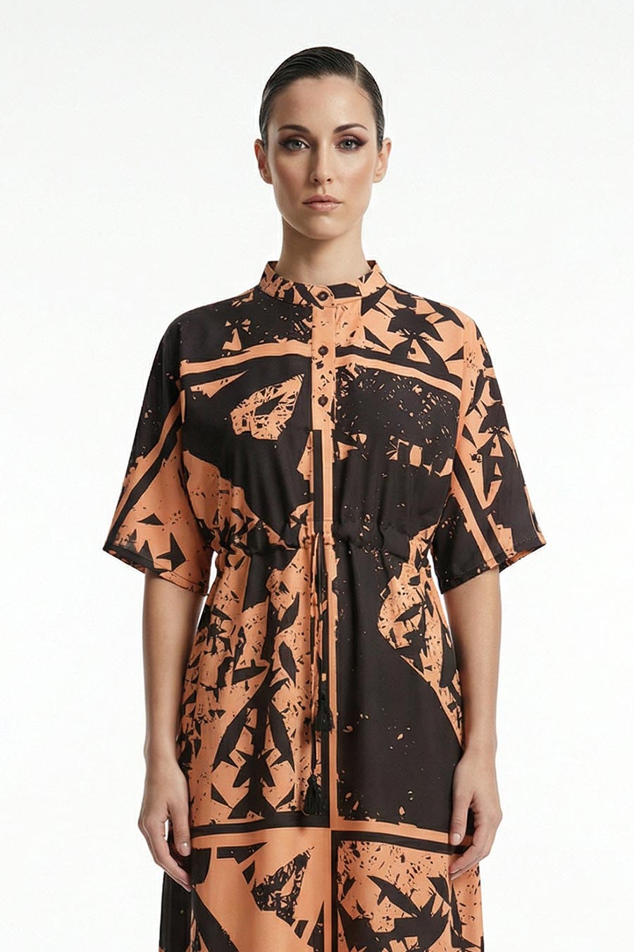 Yellow Cosmic Chaos Printed Maxi Dress