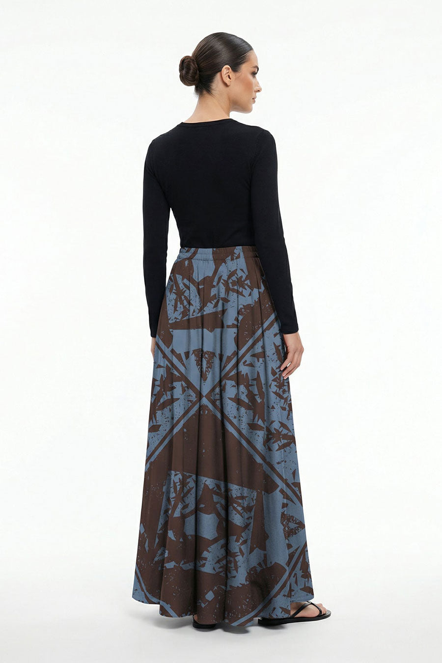 Blue-Black Cosmic Chaos Printed Skirt