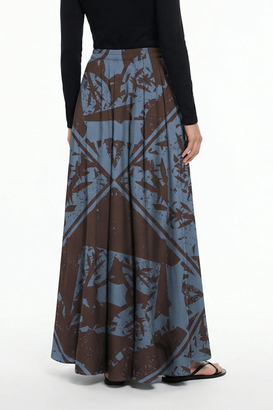 Blue-Black Cosmic Chaos Printed Skirt