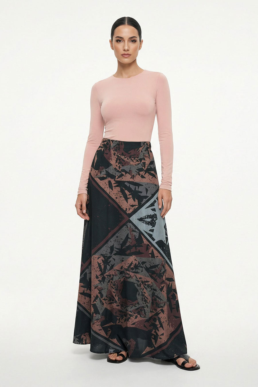Black Cosmic Chaos Printed Skirt
