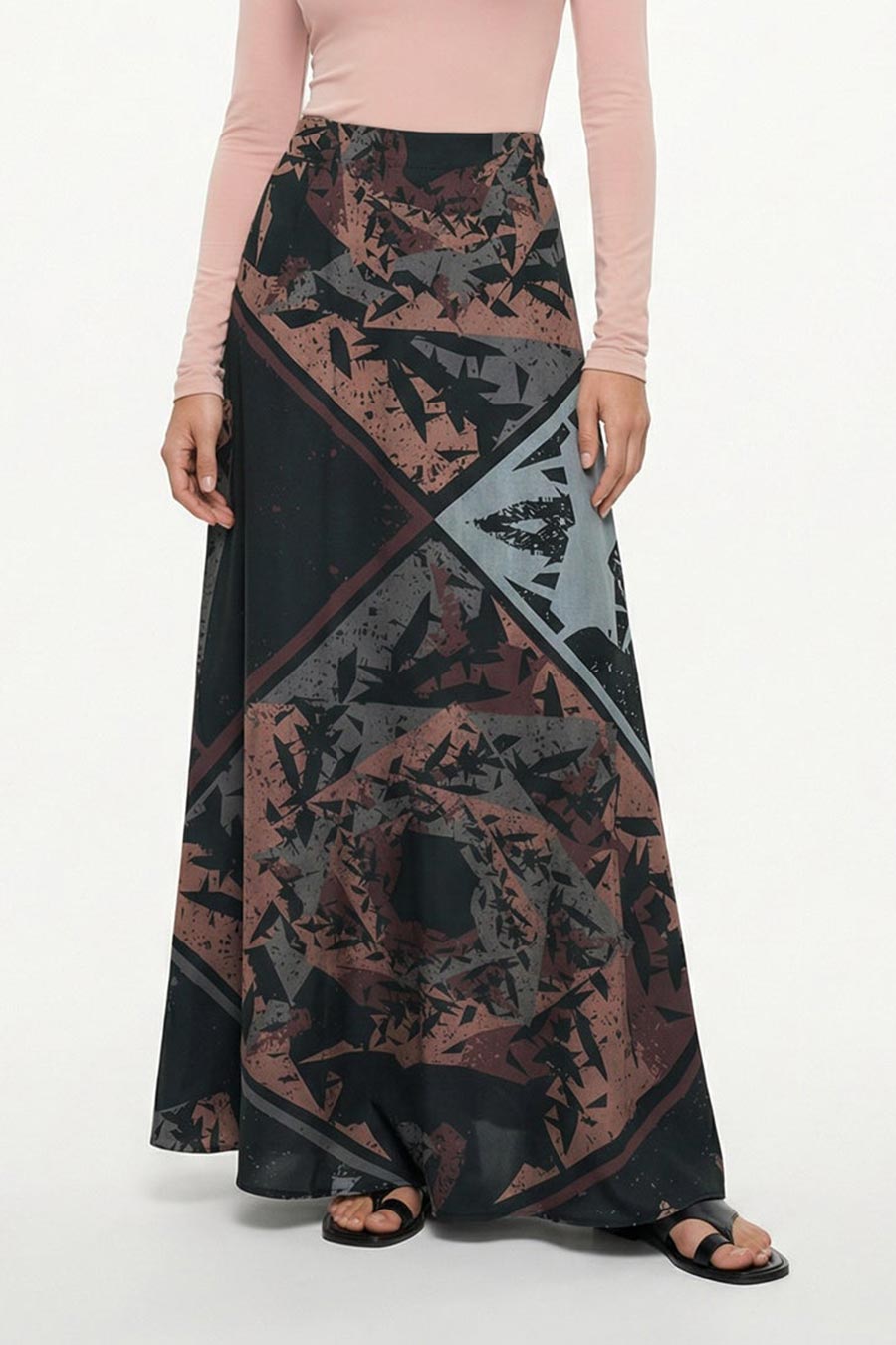 Black Cosmic Chaos Printed Skirt