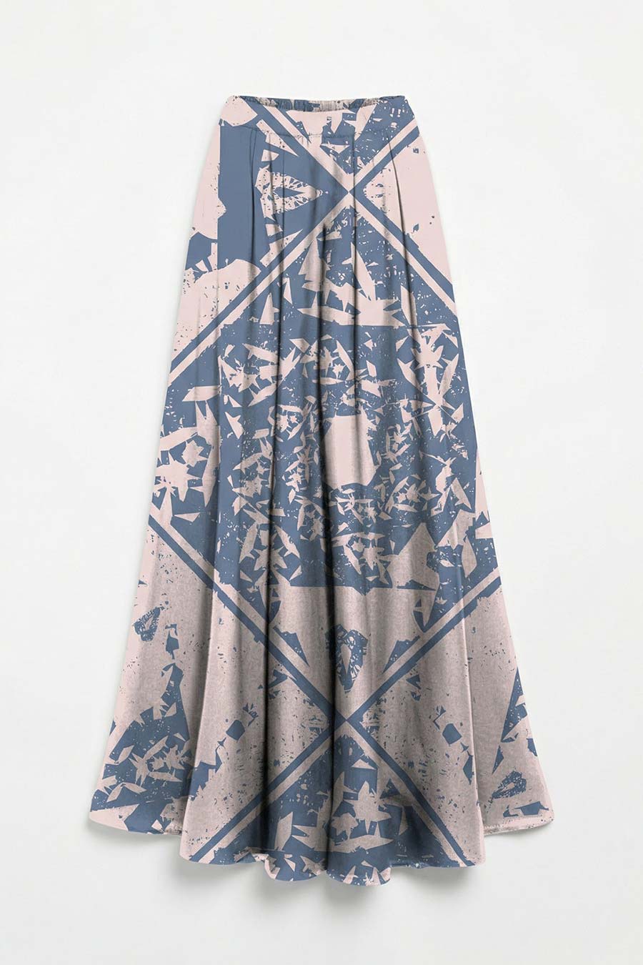 Beige-Blue Cosmic Chaos Printed Skirt