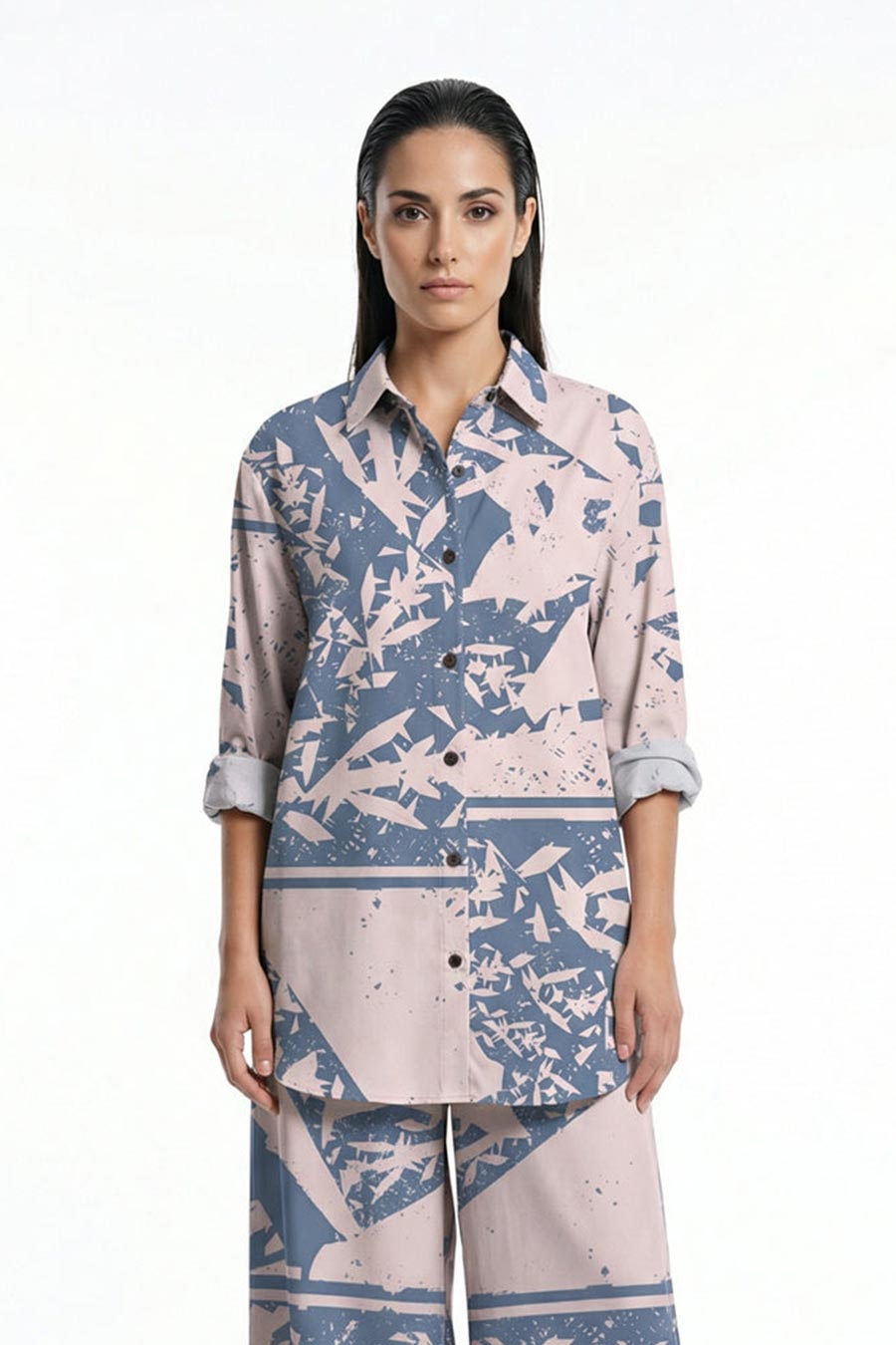 Beige-Blue Cosmic Chaos Printed Shirt