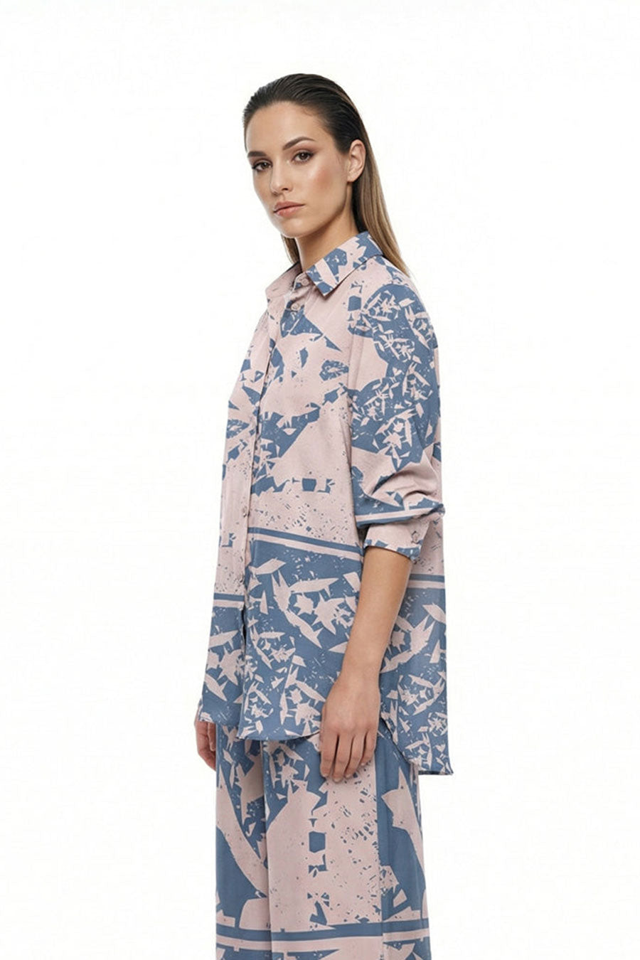Beige-Blue Cosmic Chaos Printed Shirt