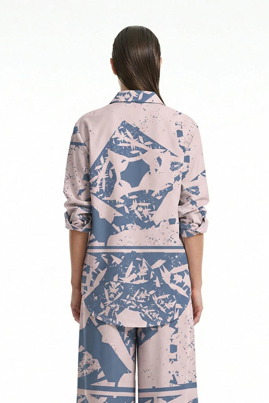 Beige-Blue Cosmic Chaos Printed Shirt